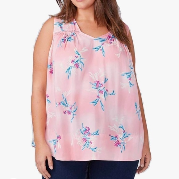 Lane Bryant Floral Pink Sleeveless Top l SIZE 28 - Picture 2 of 8